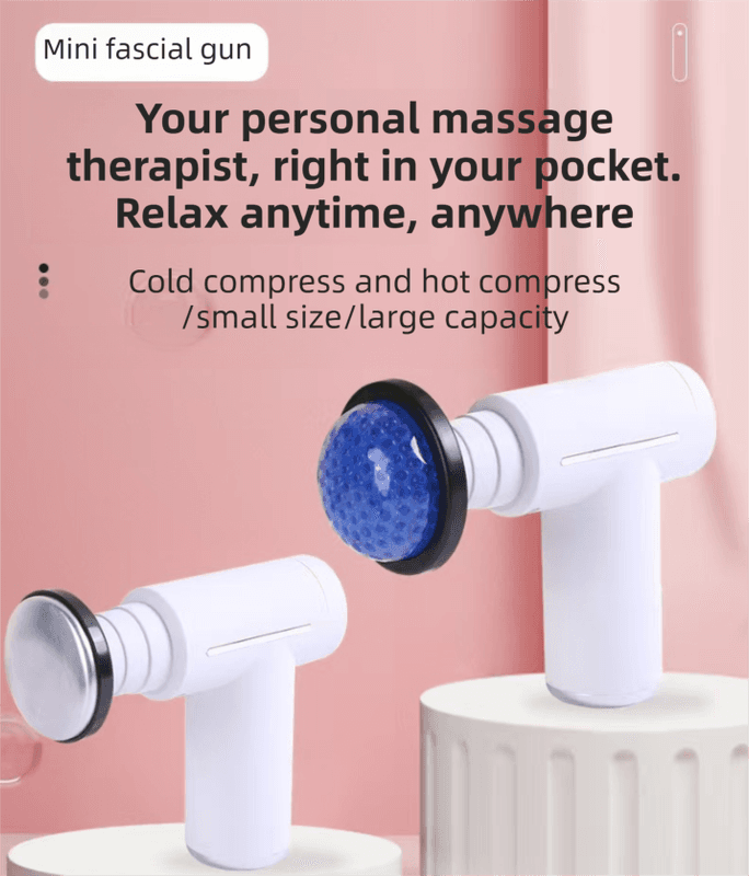 Black Lightweight Mini Hot Cold Massage Gun with 6 Heads - 6 Intensity Dual