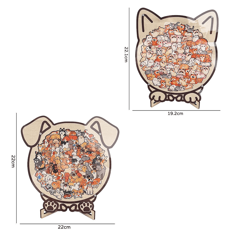 2-Piece ​Colorful puppy and cat Collection Puzzle - Irregular Shaped Jigsaw