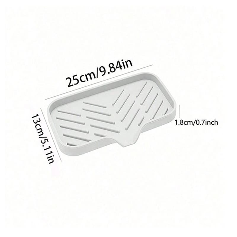 3-PCS White Large Drainable Soap Dish Tray with Anti-Slip Base for Bathroom