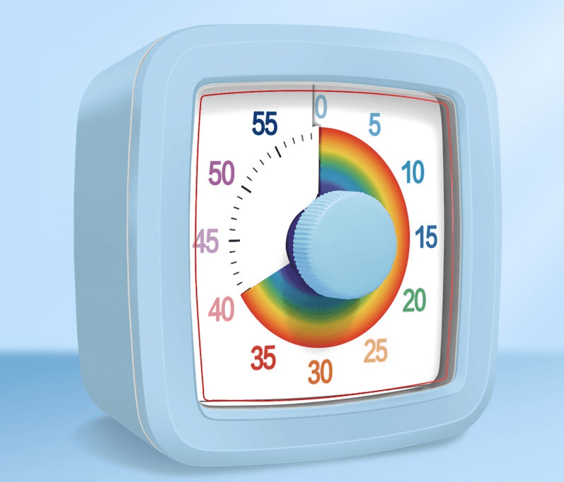 Blue Visual timer for kitchen - a 60-minute rainbow countdown timer, silent