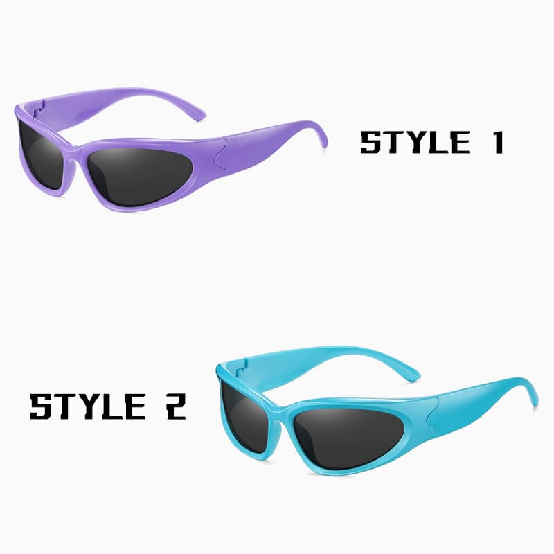 2 Pack Purple Frame + Blue Frame Sports Sunglasses Men - Purple Blue