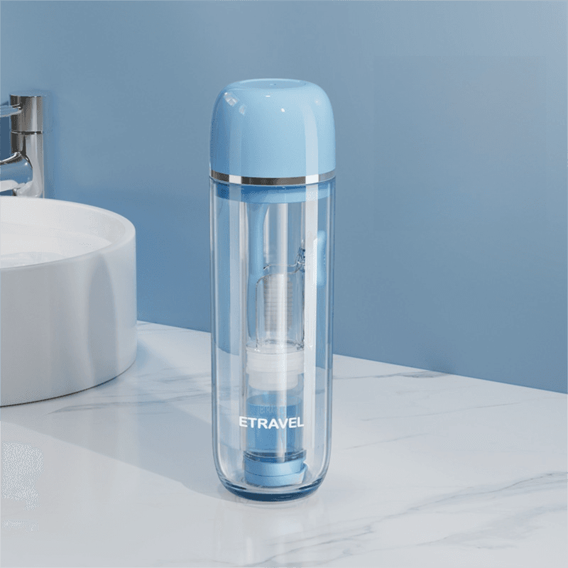 Blue Portable 2-in-1 Travel Toothbrush/Toothpaste Organizer & Mouthwash Cup