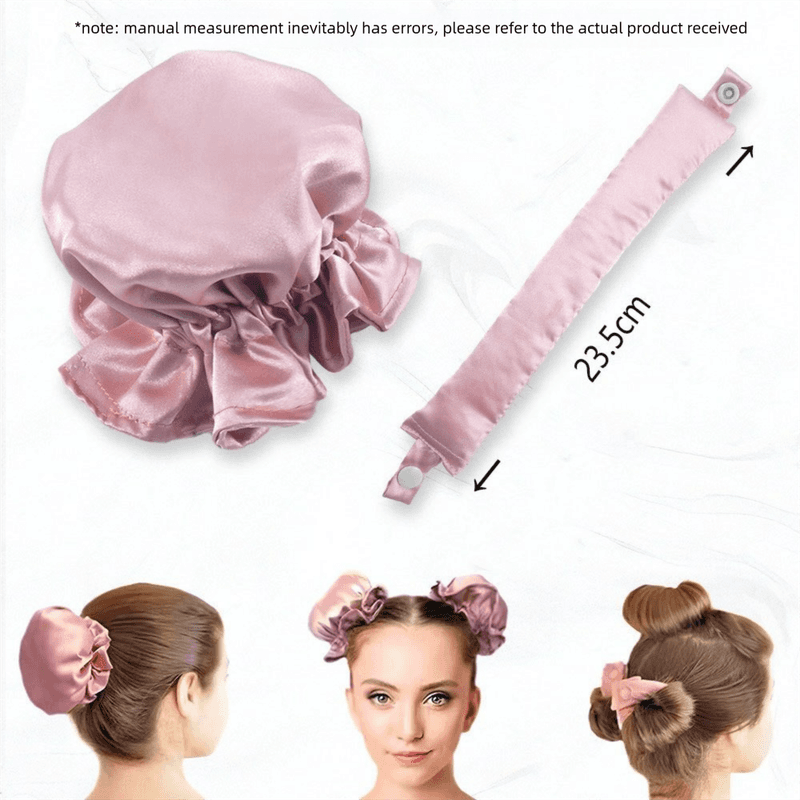 Green Heatless Hair Curler Set with Satin Ribbon and Sleep Caps
