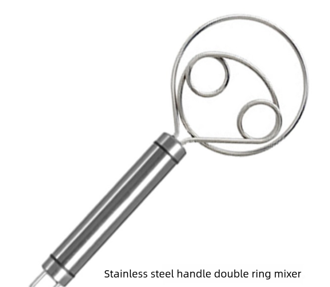 Stainless Steel Danish Dough Whisk Double Ring Bread Mixer Tool