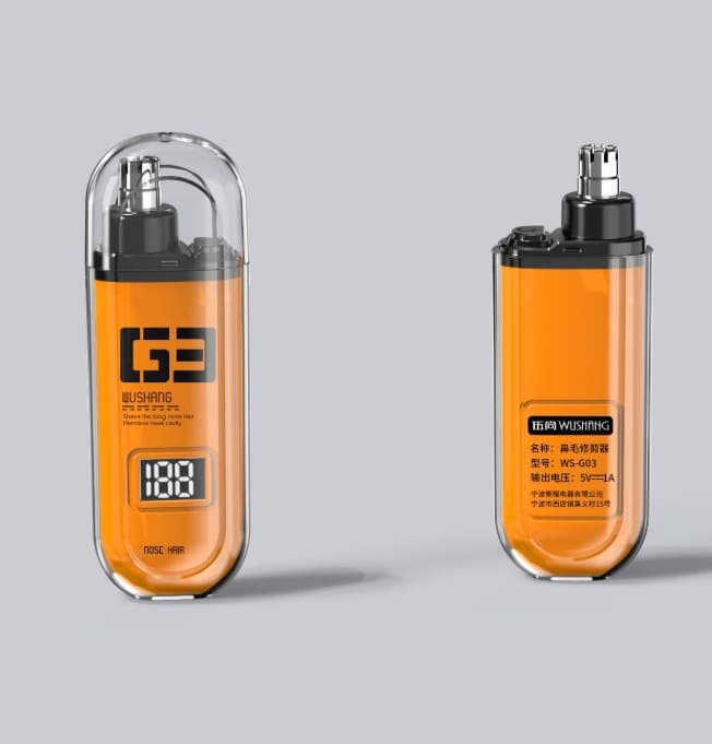Orange Painless Electric Nose & Ear Hair Trimmer - USB-C Rechargeable