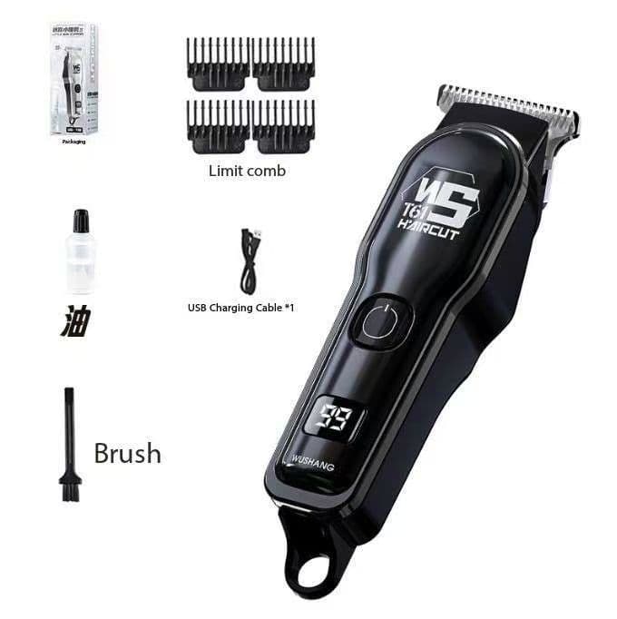 Black Professional Cordless Hair Clippers - USB Rechargeable Trimmer