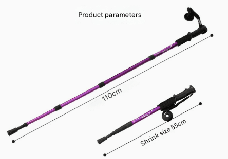 Black 2-Pack Lightweight Trekking Poles - 4-Section Adjustable 52-110 cm
