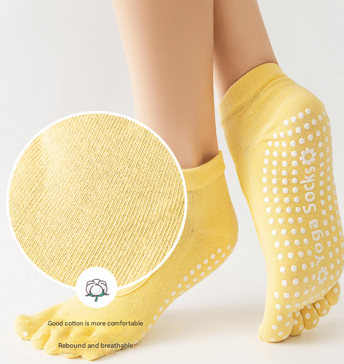 Black 3-Pack Women's Non-Slip Five-Finger Yoga Socks - Open Back Combed