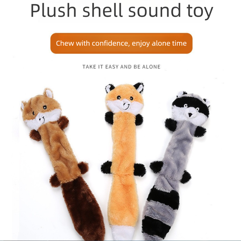 2-Pack Grey raccoon Identical Plush Pet Toys with Squeaker - Fur-Textured