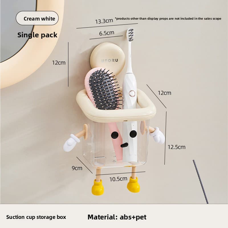 Suction Cup Bathroom Organizer Wall Mounted Toothbrush Holder No Drill