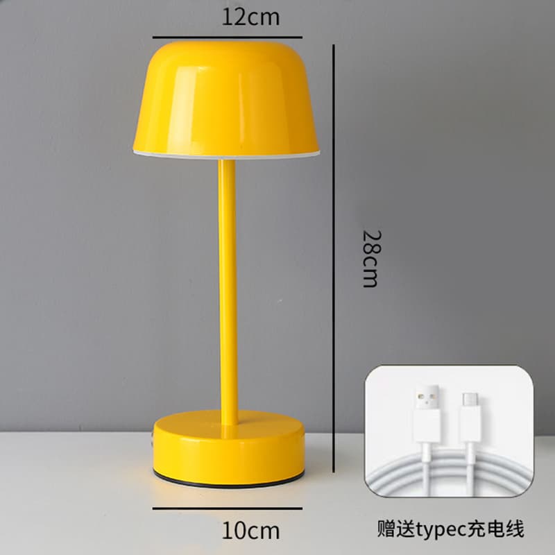 Yellow Modern Minimalist LED Table Lamp - Rechargeable Touch Control Desk