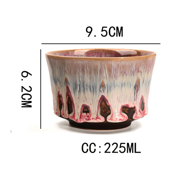 Pink 225 ml Ceramic Kiln Glazed Coffee Latte Art Cup - Retro Style Matcha