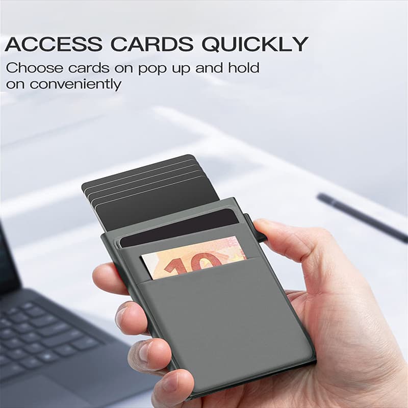 Black Ultra-Slim RFID Blocking Pop-Up Wallet - Automatic Card Holder
