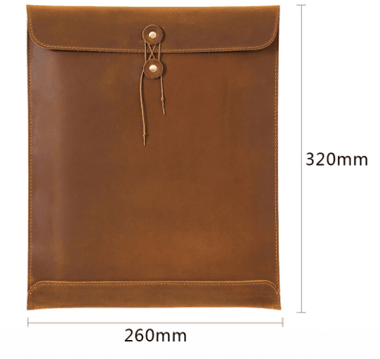 Black Genuine Top Grain Leather A4 Document Folder - Vintage Handcrafted