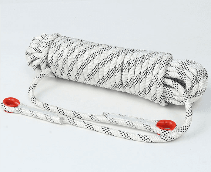 White 10mm Double Hook Climbing Rope Set - 15m Outdoor Safety Rescue Cord