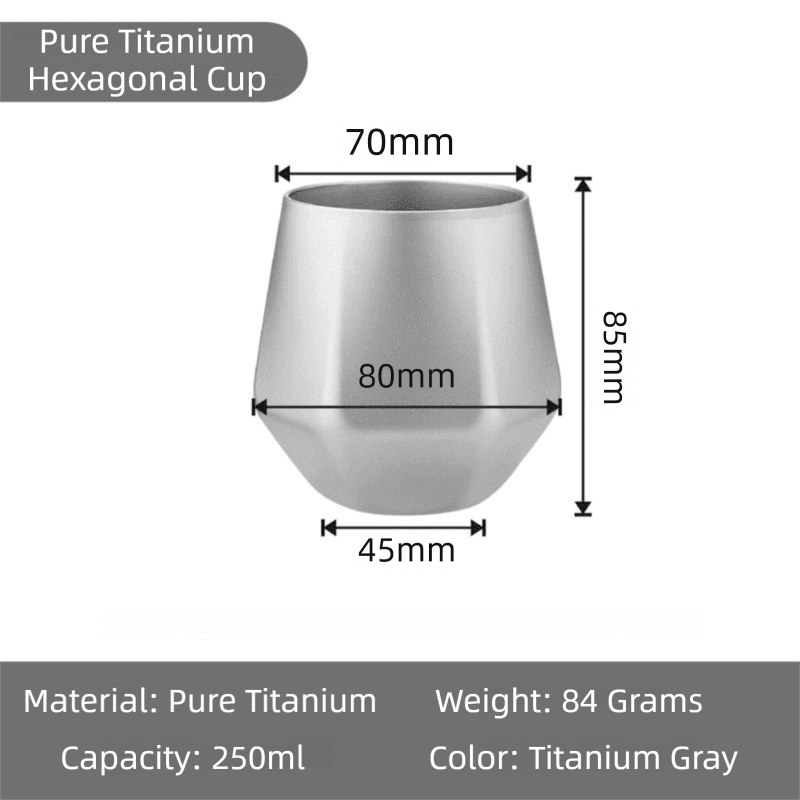 Crystal Finish Double-Walled Hexagonal Pure Titanium Mug - 250 ml Insulated