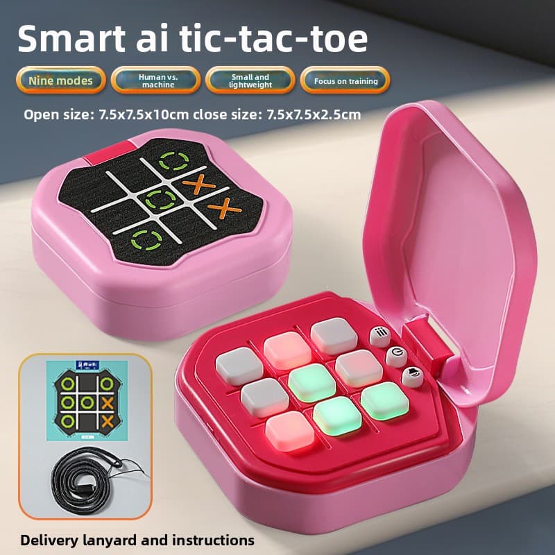 2 Pack Pink AI Tic-Tac-Toe Handheld Game Electronic Logic - Pink Handheld