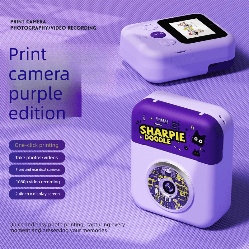 Kids Instant Print Camera with 3 Paper Rolls - Zero Ink Thermal Digital