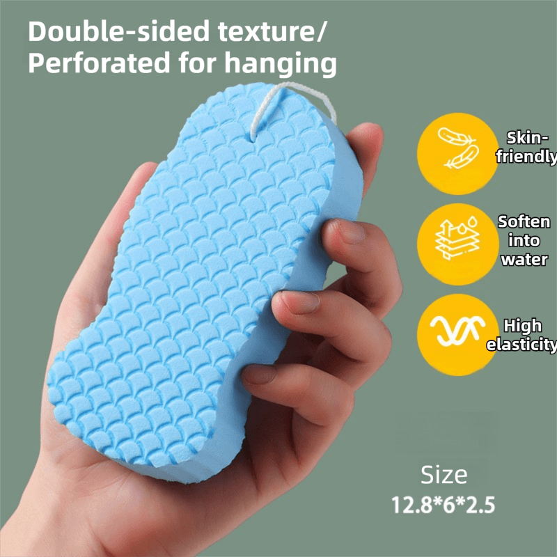3-Piece Blue Nordic Style 3D Fish Scale Exfoliating Sponge - High Elasticity
