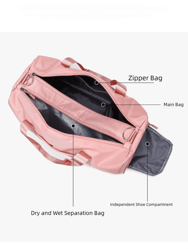 Red Large Capacity Travel Duffel Bag - Wet & Dry Separation, Shoe