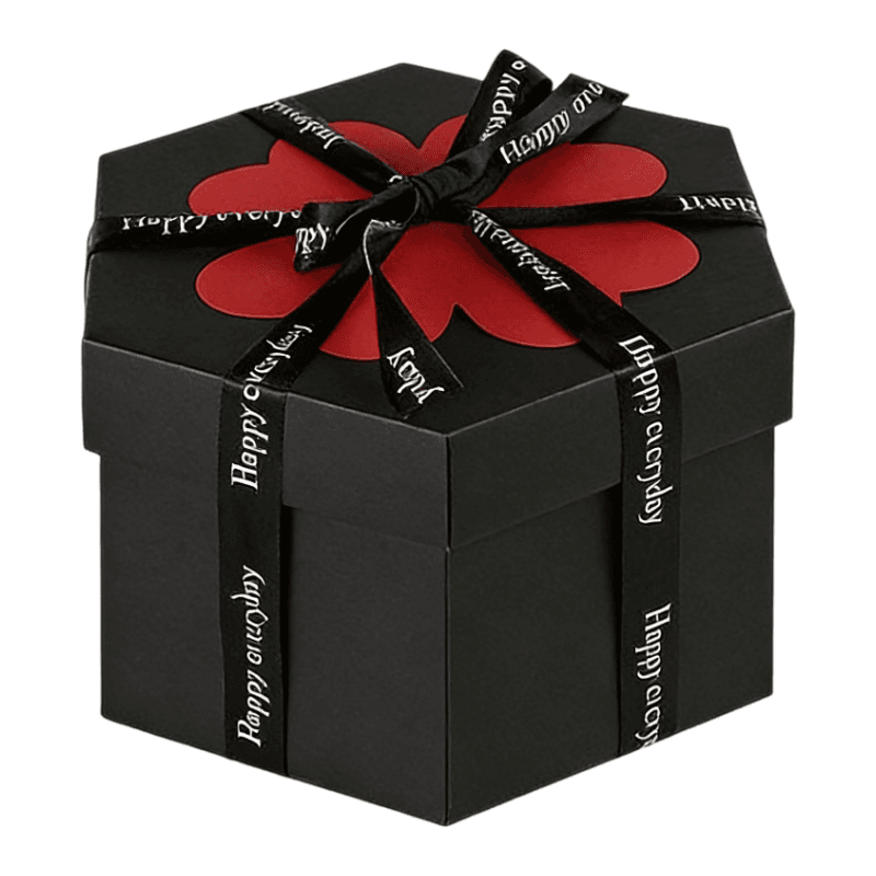 Black Hexagon 4-Layer 12-Pocket Explosion Gift Box (DIY) - Black Diy