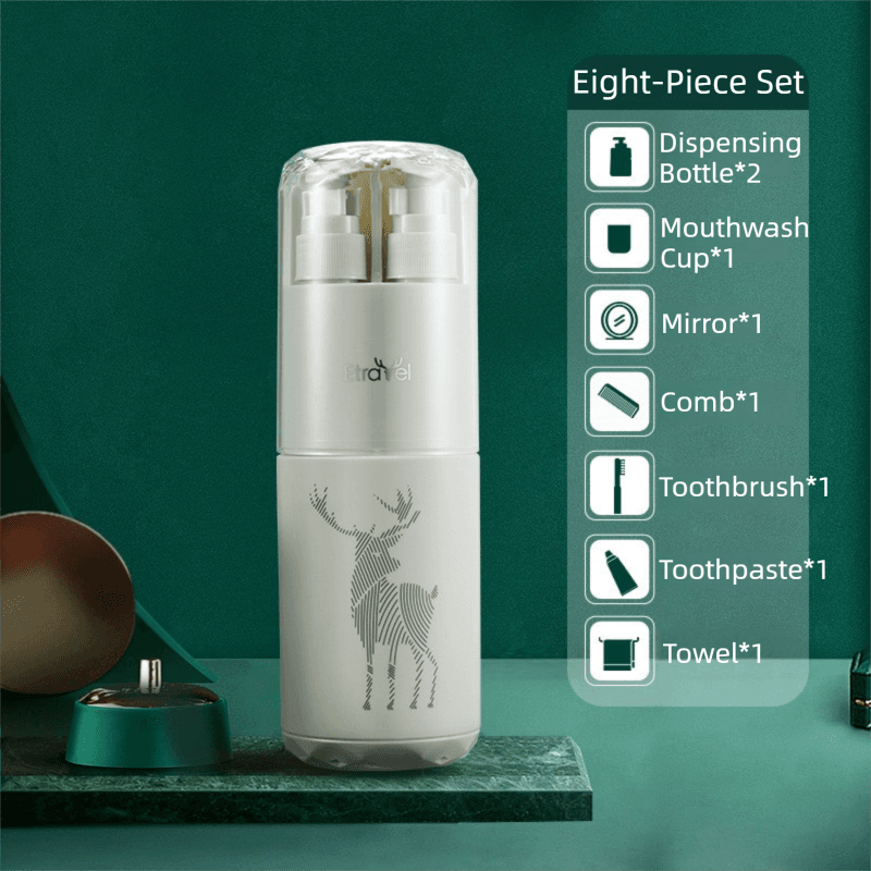 Green Deluxe 8-in-1 Travel Toiletry Set - Portable All-in-One Toothbrush
