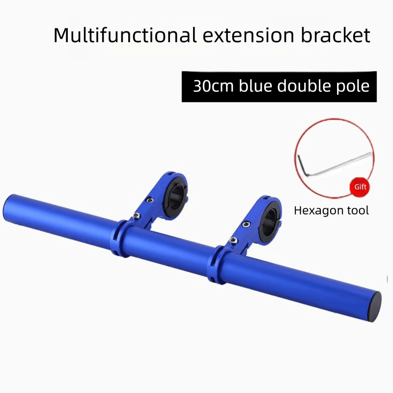 Blue 30 cm Aluminum Bicycle Handlebar Extension Bracket - Multi-Functional