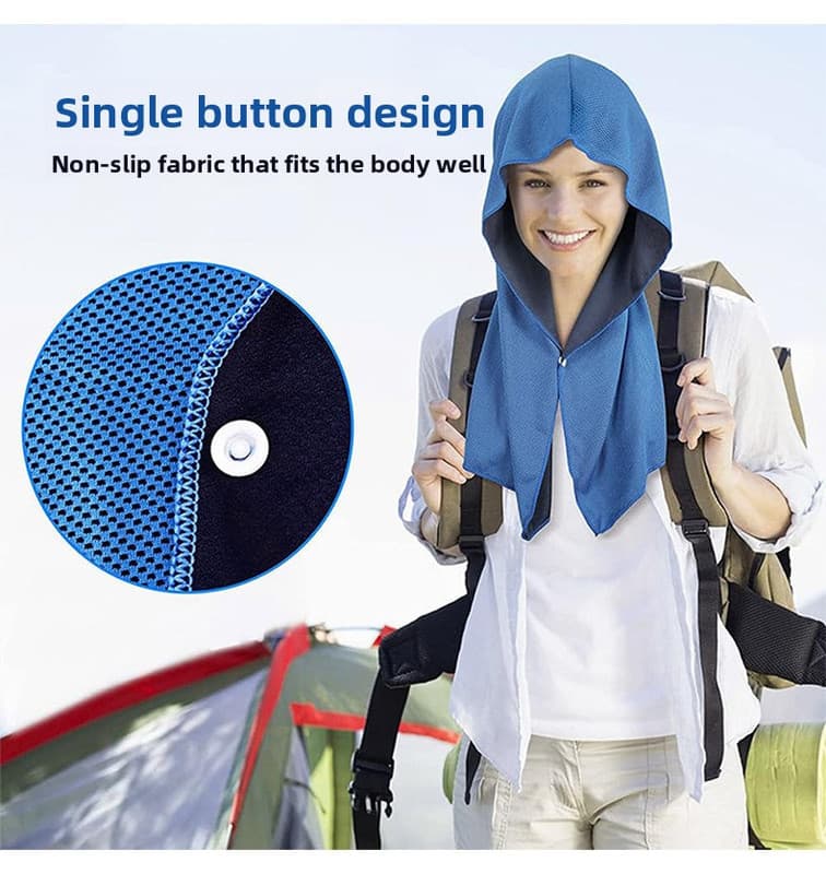 Carbon black Instant Cooling Hooded Towel U-Shaped Sun Protection Quick Dry