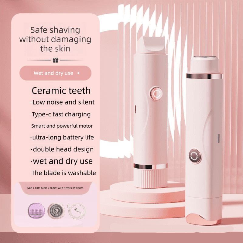 Pink Electric Hair Remover for Women 2-in-1 Dual Head - Pink For Women