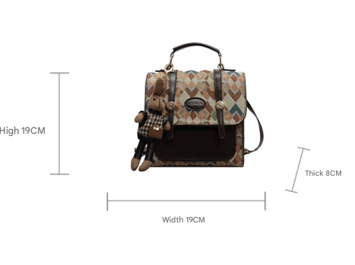 Blue Vintage Geometric Print Convertible Mini Backpack - 3-Way Satchel