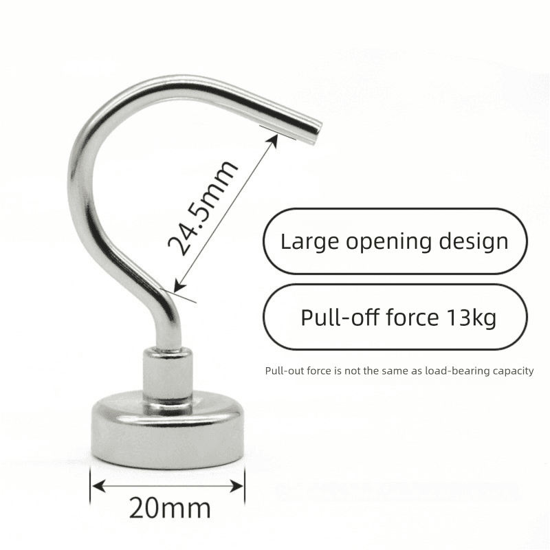 Neodymium Magnetic Hooks 20mm Base Large Open Mouth Hanger Heavy Duty Magnet