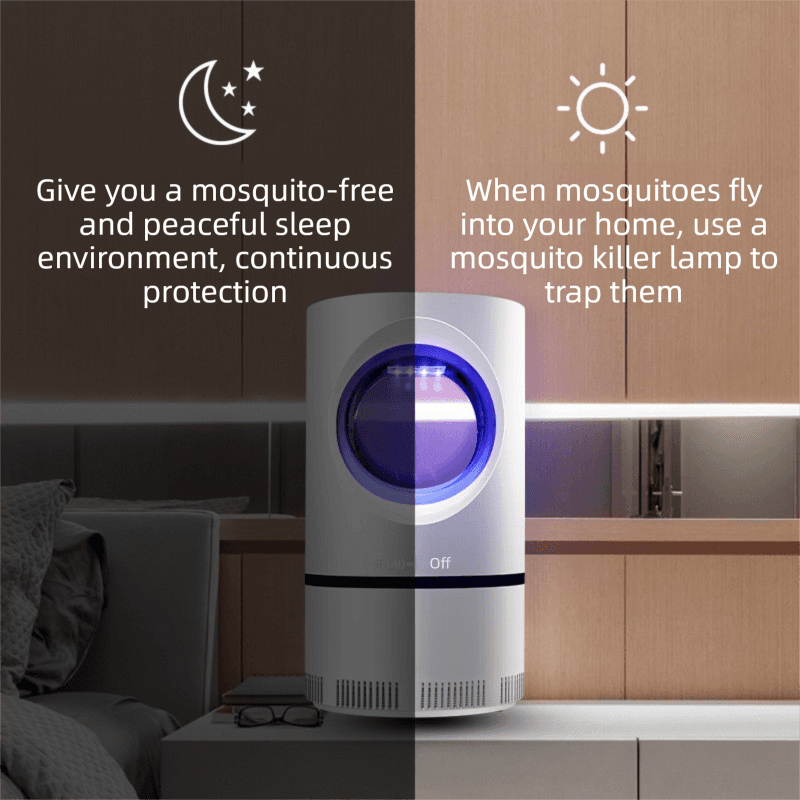 2-Pack Silent UV LED Mosquito Killer Lamp - Indoor Physical Insect Trap
