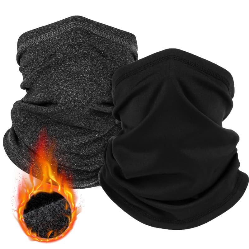 2-Pack Thermal Neck Gaiters - One in Heathered Charcoal Grey, One in Solid