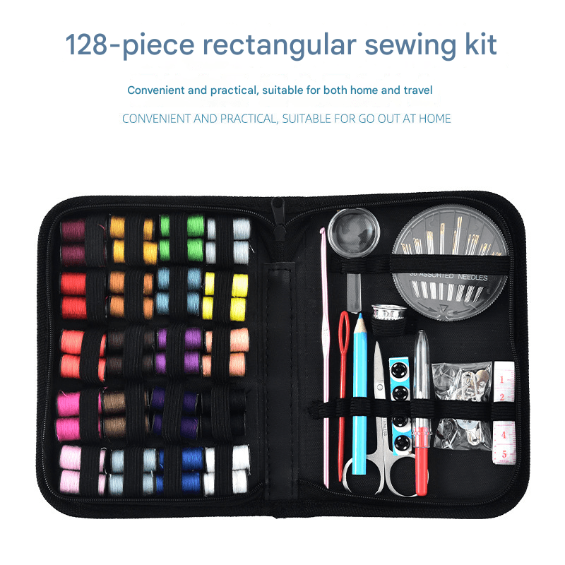 128-Piece Sewing Kit with 40 Colorful Thread Spools - Portable, Compact