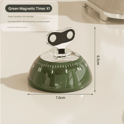 Green Magnetic Mechanical Kitchen Timer - 60-Minute Visual Countdown Clock