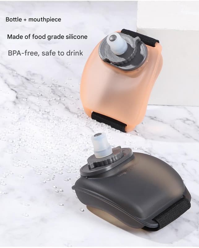 Wearable Sports Wrist Water Bottle - 200 ml BPA-Free Silicone - Transparent