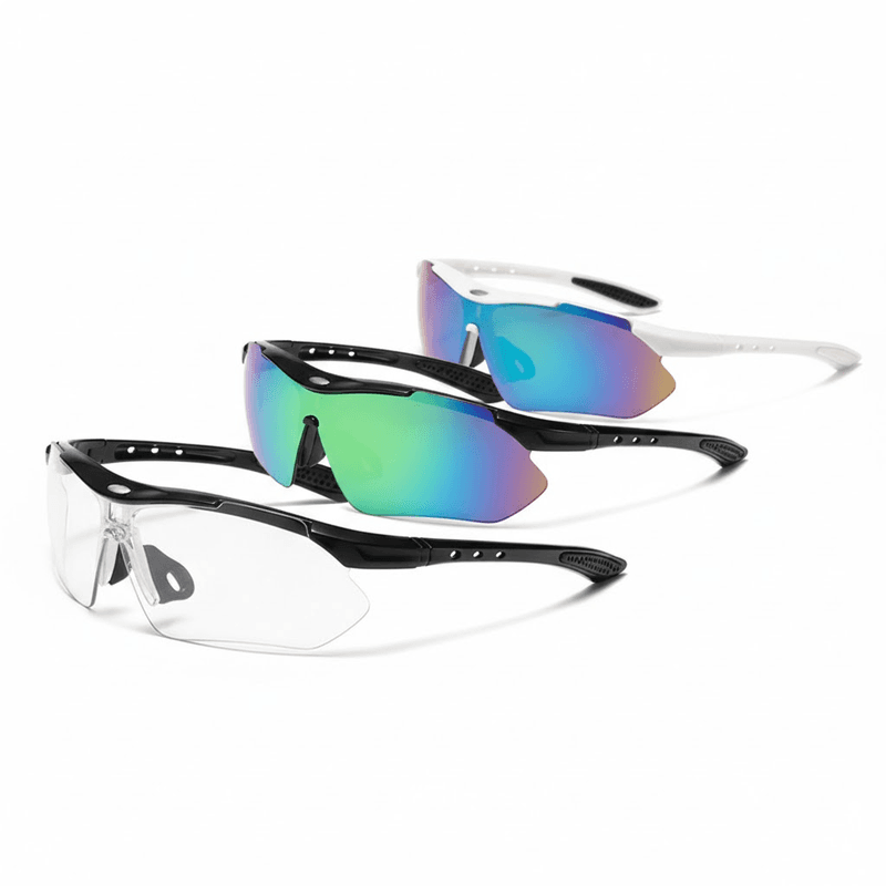 3-Piece Outdoor Cycling Sunglasses Set Sports Glasses Clear and Colorful