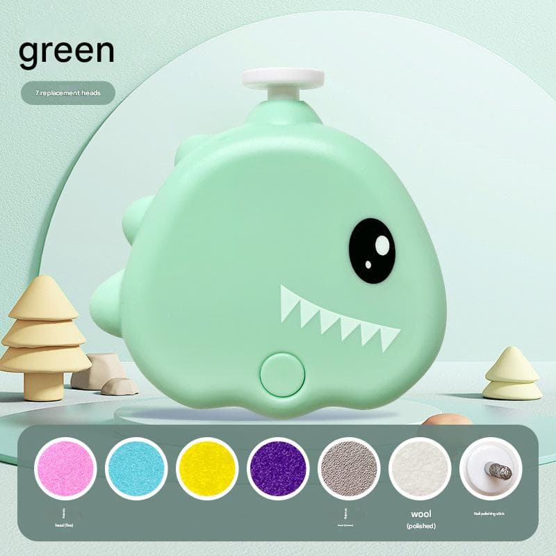Green Dinosaur Electric Pet Nail Grinder - 3-Speed, Low Noise, USB-C
