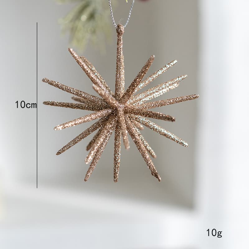 5-PCS Small champagne color New Christmas Ornament - Starburst Hanging Decor