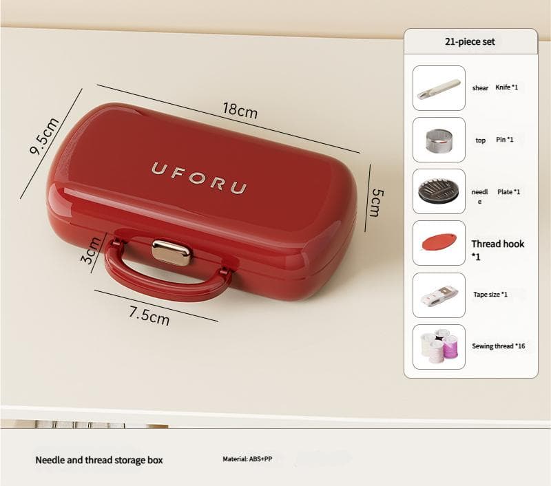 Complete Sewing Kit - Portable with Organized Compartments (red)