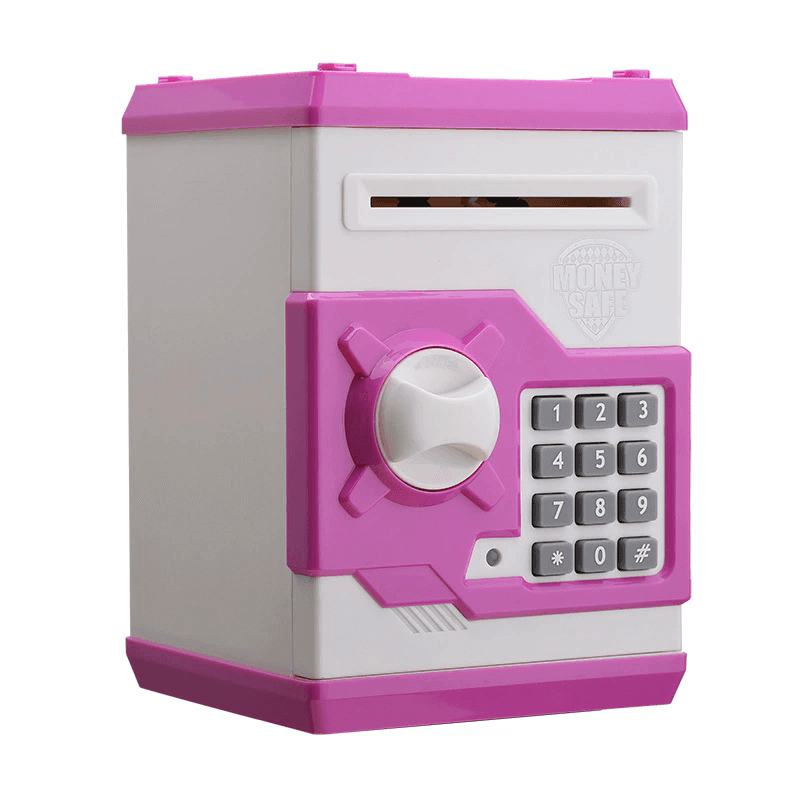 White and Pink Electronic Password Piggy Bank - An ATM-style - White Pink