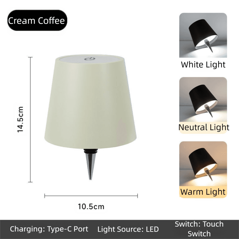 Cream-Coffee Cordless Tri-Color Wine Bottle LED Lamp - Cream Coffee