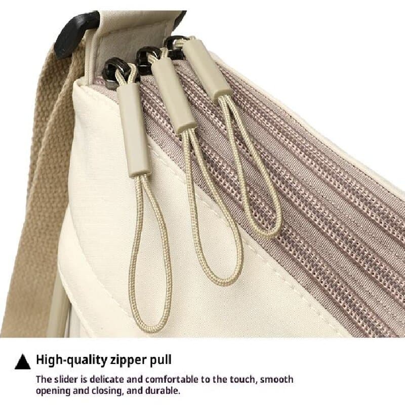 White Women Lightweight Nylon Crossbody Bag with Multiple Pockets Compact