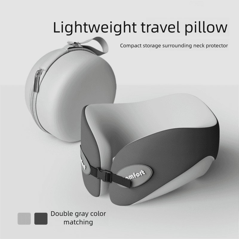 Double gray Memory Foam U-Shaped Travel Neck Pillow - Ergonomic Support