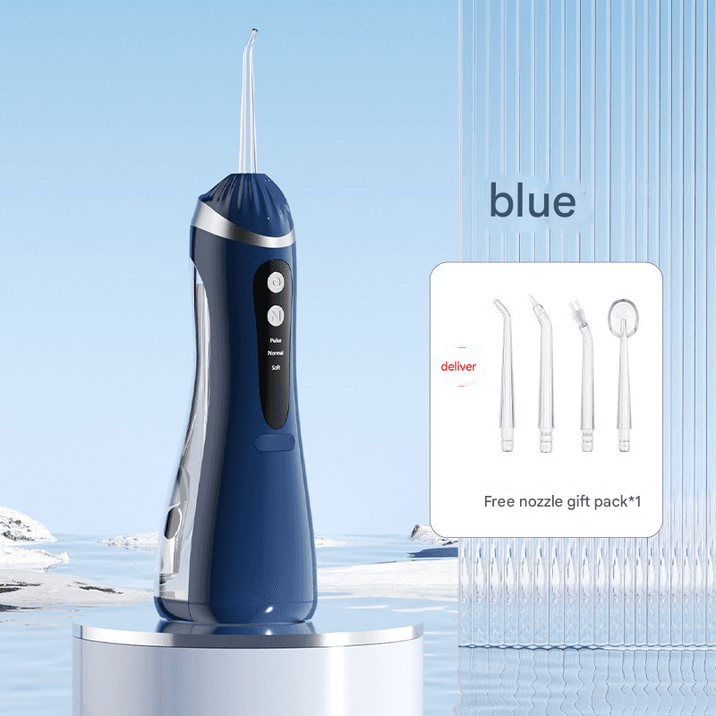 Blue Cordless Water Flosser & Oral Irrigator - Portable Teeth Cleaner with 3
