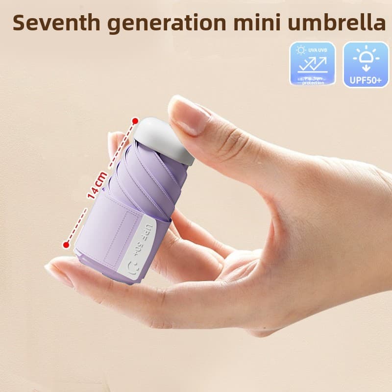 Purple Compact Mini Umbrella with UPF50+ UV Protection and Lightweight