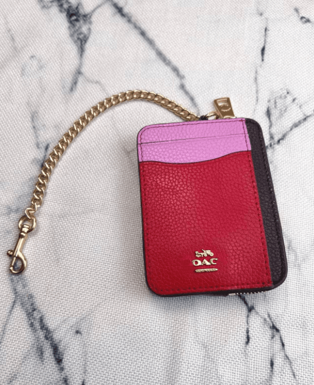 2 Pack Women's Mini Zip Card Holder & Coin Purse with Keychain - Litchi