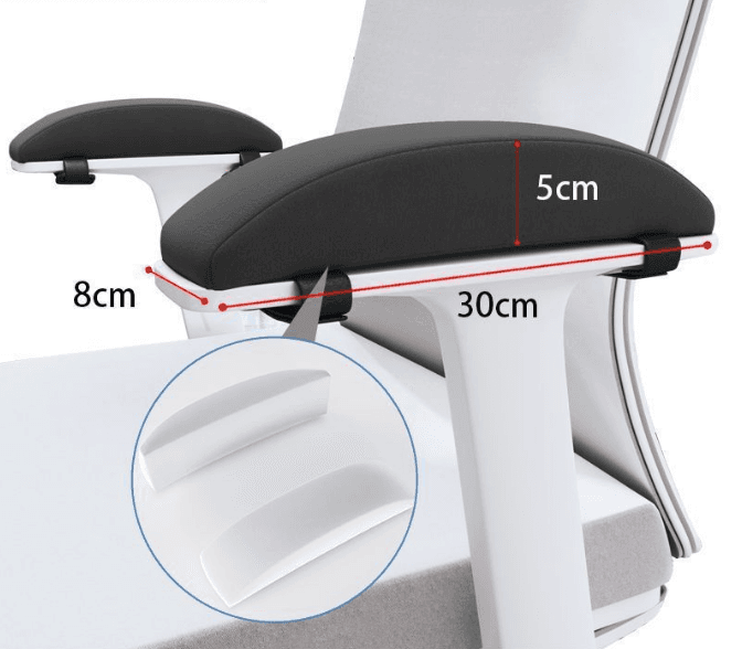 1-Pair of Memory Foam Chair Armrest Pads - Ergonomic Elbow Support - Black