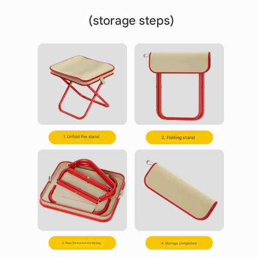 Beige 2-Piece Portable Folding Stool Set - Lightweight Compact Camping