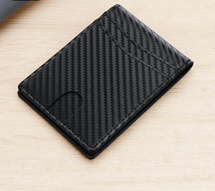 RFID Blocking Slim Bifold Wallet for Men - Carbon Fiber Texture PU Leather